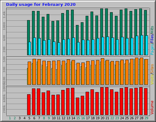 Daily usage for February 2020