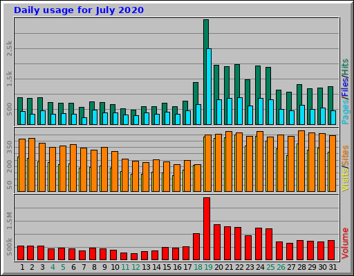 Daily usage for July 2020