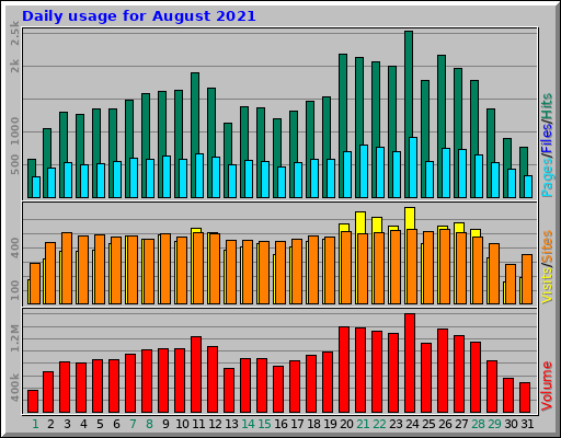 Daily usage for August 2021