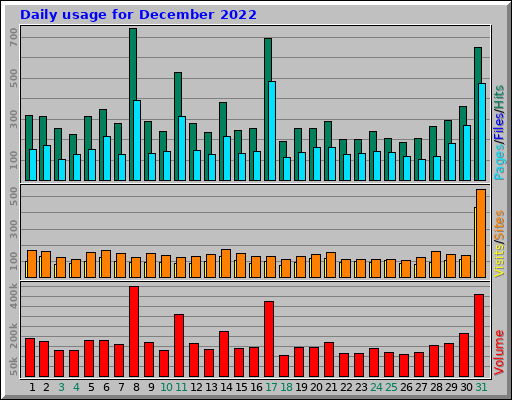 Daily usage for December 2022