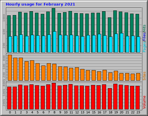 Hourly usage for February 2021