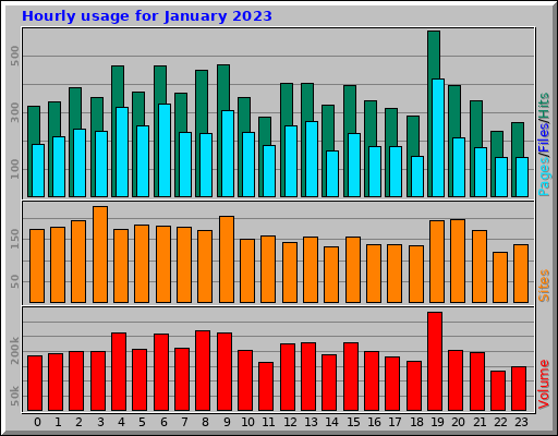 Hourly usage for January 2023