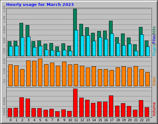 Hourly usage for March 2023